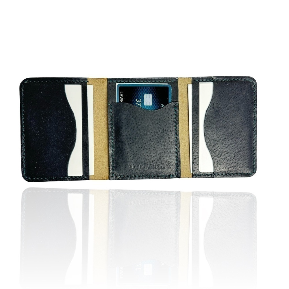 Military Inspired Hand Crafted Italian Leather Tri-fold Card Wallet (Camouflage) - Picture 6 of 8